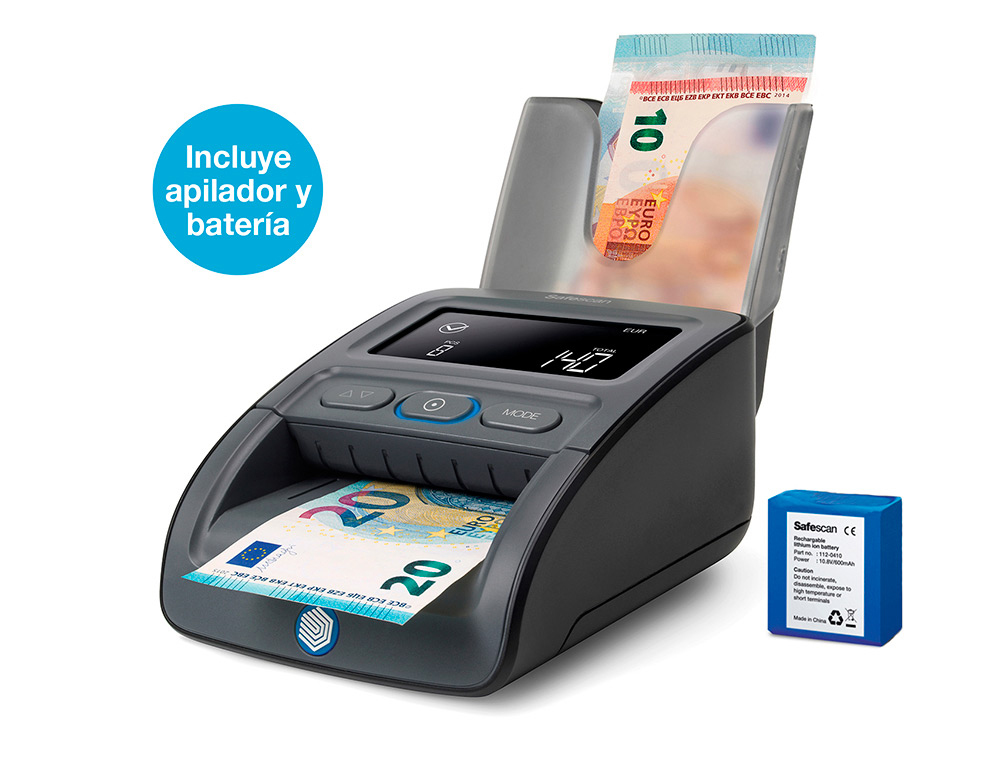 Detector y contador de billetes falsos safecan 155-s complete pantalla lcd 3,8" micro sd 156x120x76 mm