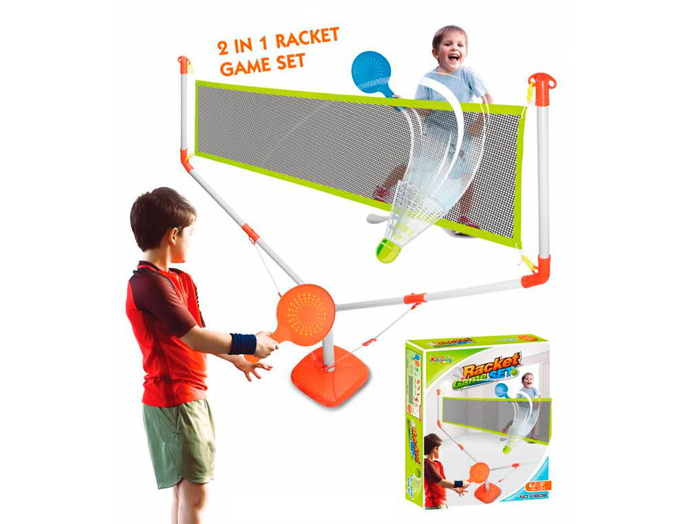 Raquetas kingsport con red 2 en 1 tenis y badminton +3 años