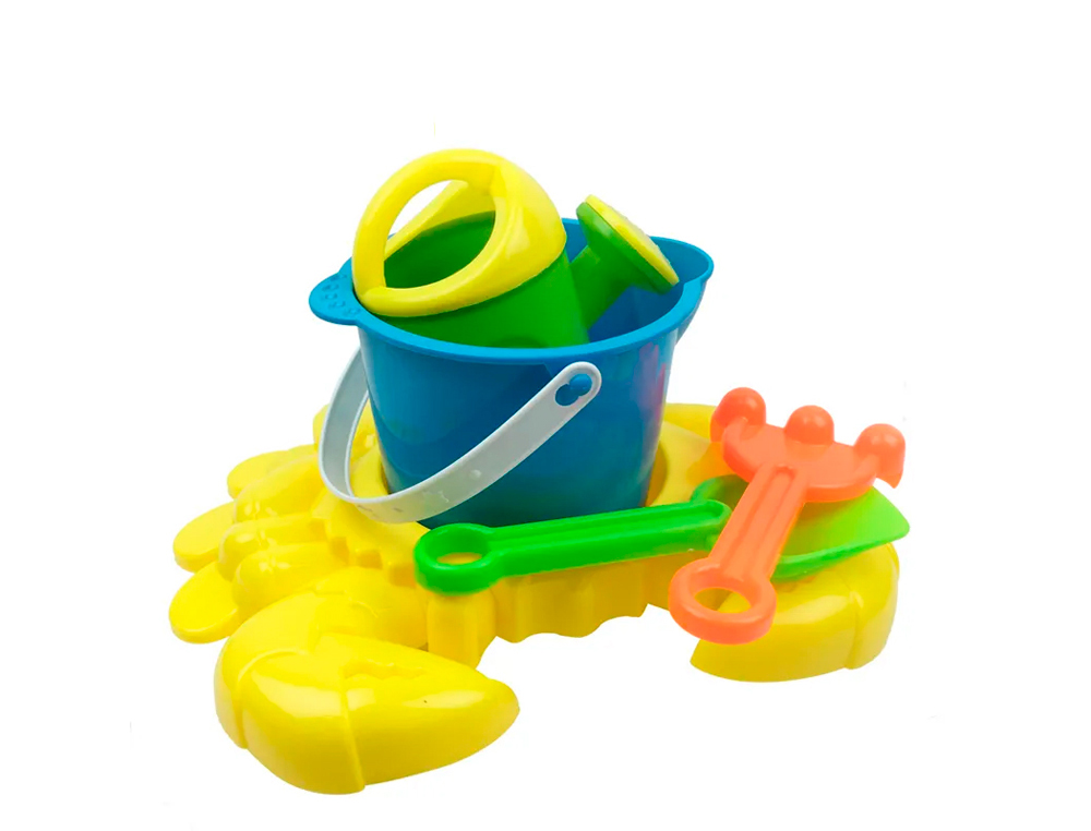 Cubo de playa ao zhi para jugar con la arena set 7 piezas cangrejo