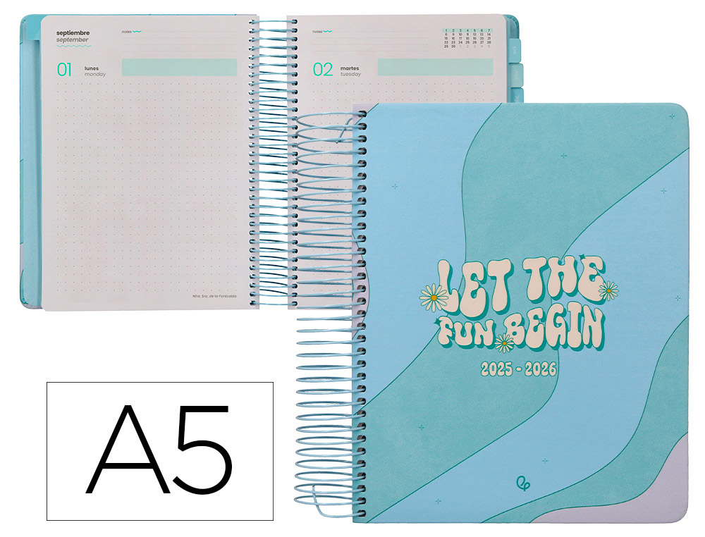 Agenda escolar liderpapel 25-26 espiral zante dia pagina a5 bilingüe papel fsc 80 gr