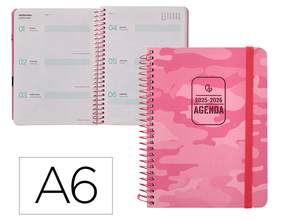 Agenda escolar liderpapel 25-26 teens patterns abstract pattern semana vista a6 bilingue papel fsc 80 gr