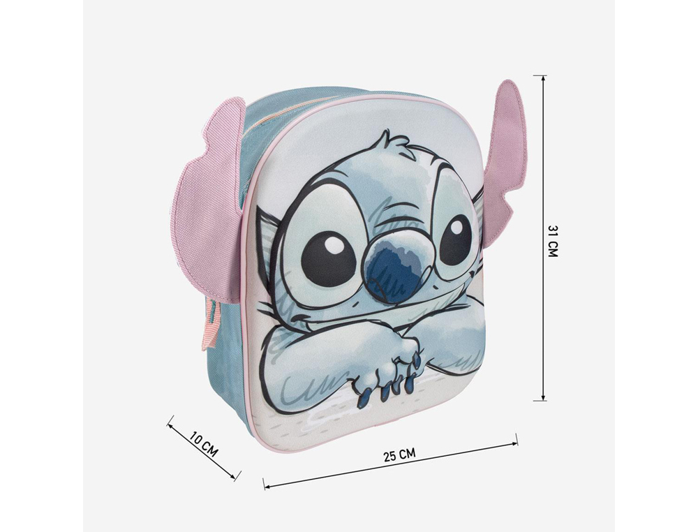 Mochila infantil 3d aplicaciones stitch 220x270x100 mm