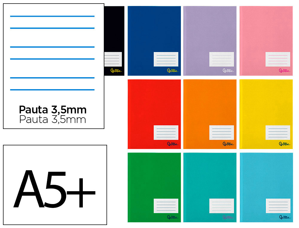 Libreta liderpapel smart a5 plus 32 hojas 75g/m2 pauta 4 3.5mm con margen colores surtidos