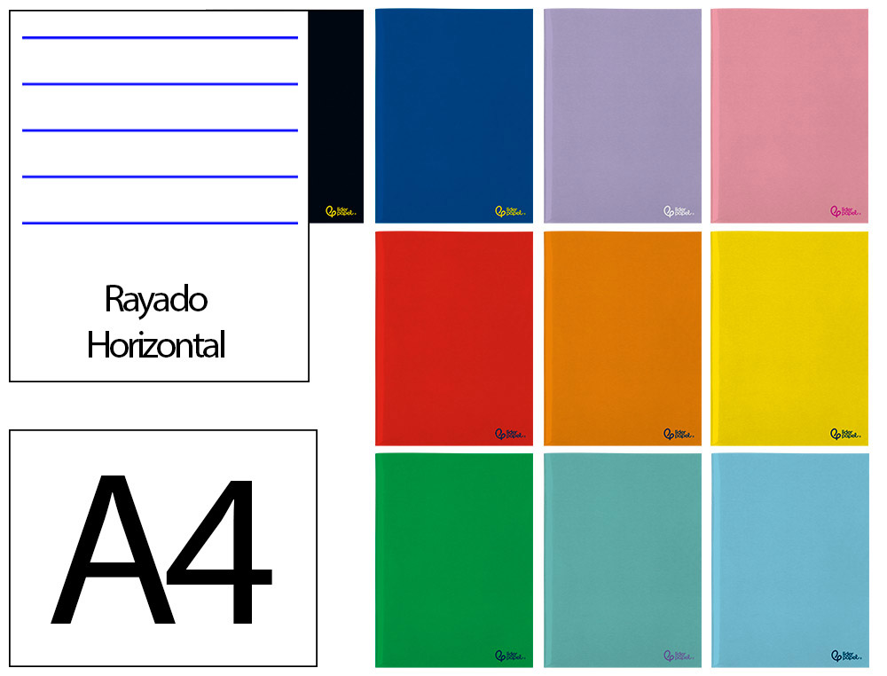 Libreta liderpapel smart a4 48 hojas 75g/m2 horizontal con doble margen colores surtidos