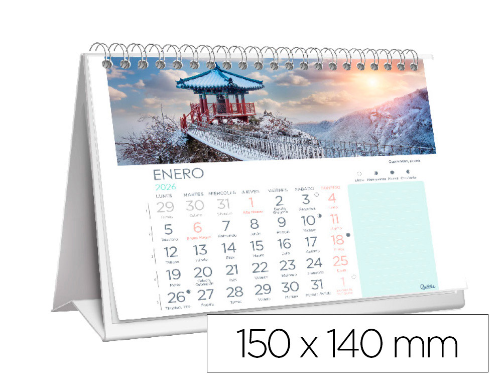 Calendario espiral triangular liderpapel imagenes ciudades 2026 14x15 cm papel 128 gr con pegatinas