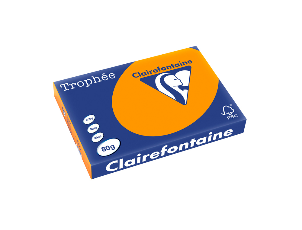 Papel color trophee a3 80gr naranja intenso paquete de 500 hojas