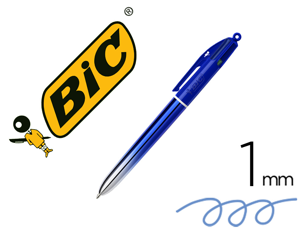 Boligrafo bic cuatro colores smooth gradiente color azul