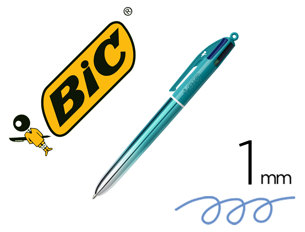 Boligrafo bic cuatro colores smooth gradiente color verde
