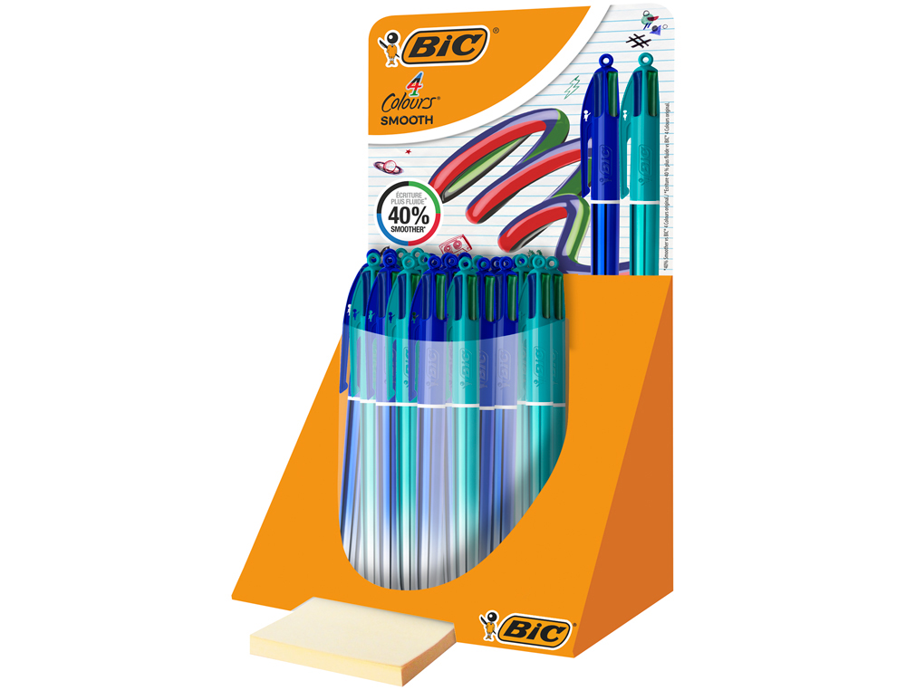 Boligrafo bic cuatro colores smooth gradiente expositor de 30 unidades colores surtidos