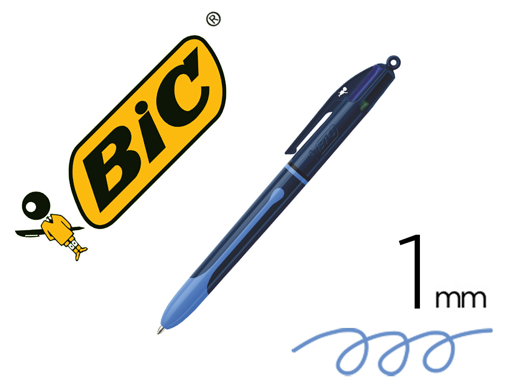 Boligrafo bic cuatro colores smooth drop color azul