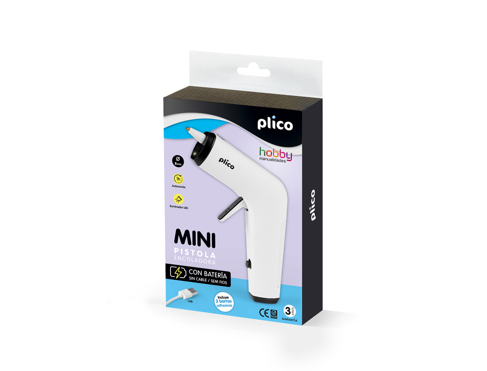 Pistola de silicona caliente plico mini con bateria