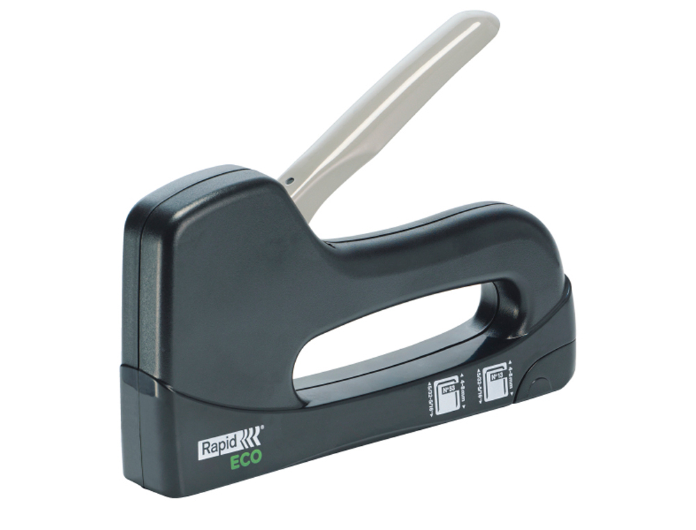 Grapadora rapid clavadora eco color negro utiliza grapas nº 13 y nº 53