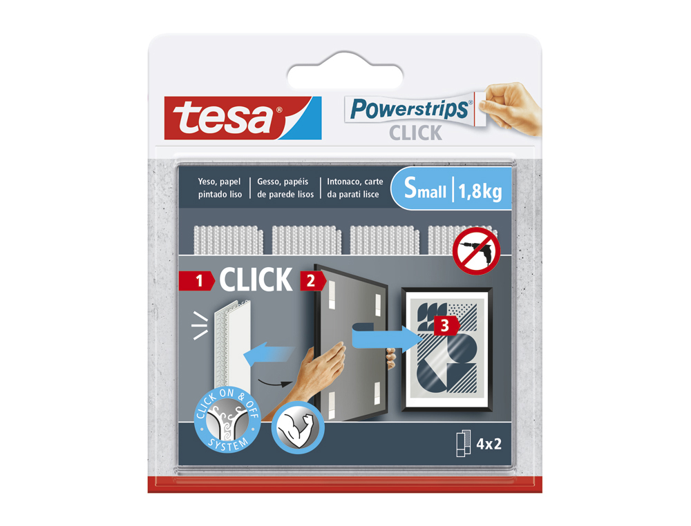 Tira adhesiva tesa powerstrips click hasta 1,8 kg 4x2