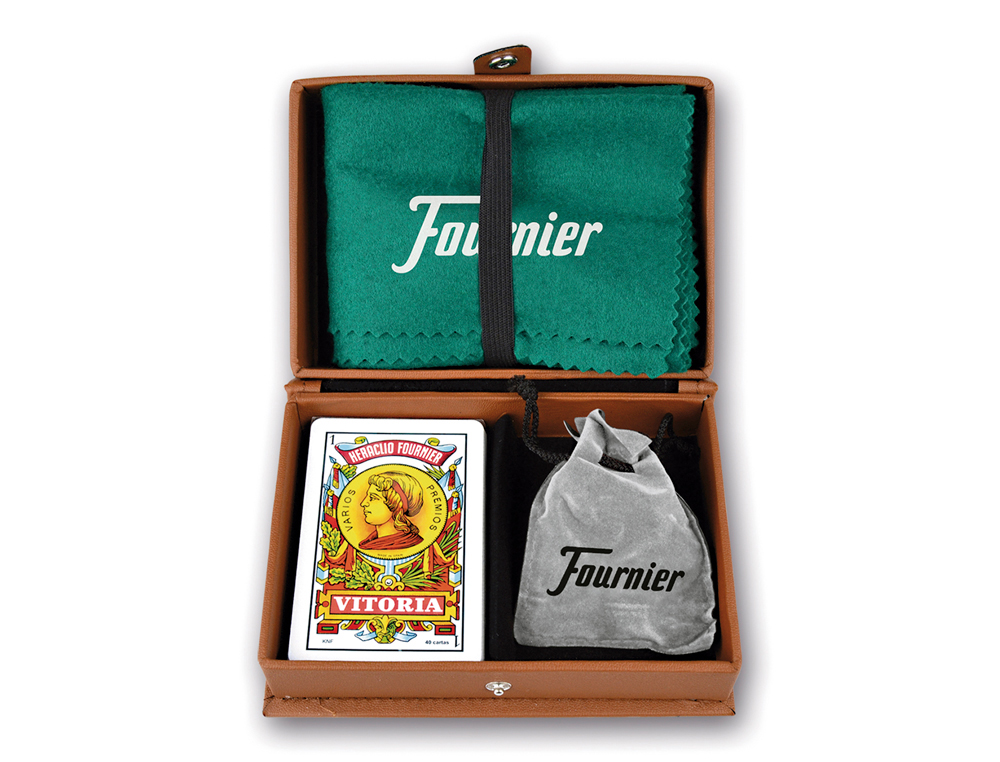 Juego cartas fournier mus doble en estuche polipiel + tapete