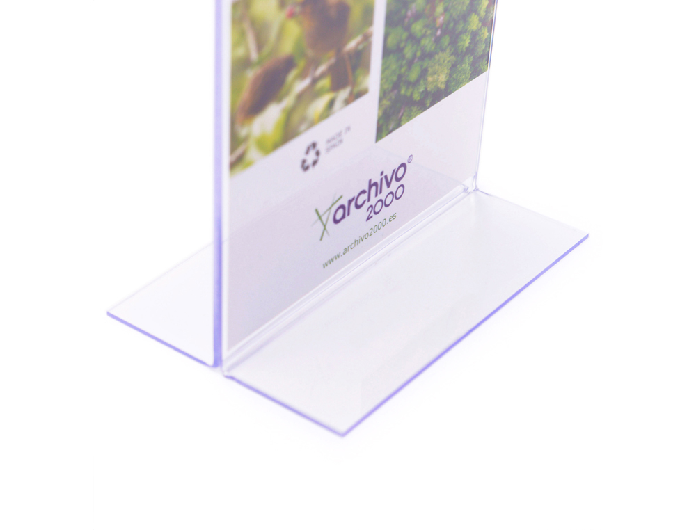 Expositor sobremesa archivo 2000 con forma t poliestireno transparente din a3 horizontal 100x420x305 mm