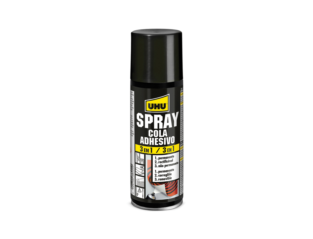 Pegamento uhu spray adhesivo 3 en 1 permanente bote de 200 ml