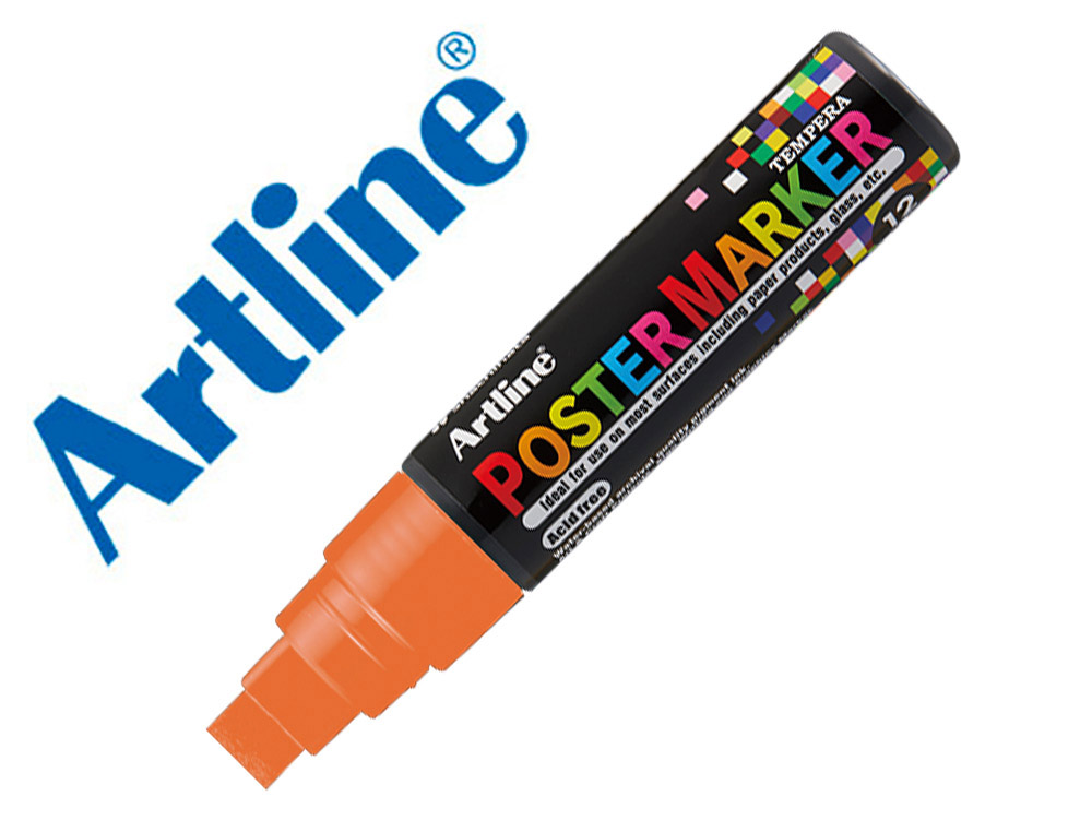 Rotulador artline poster marker epp-12 punta rectangular 12 mm color naranja fluor
