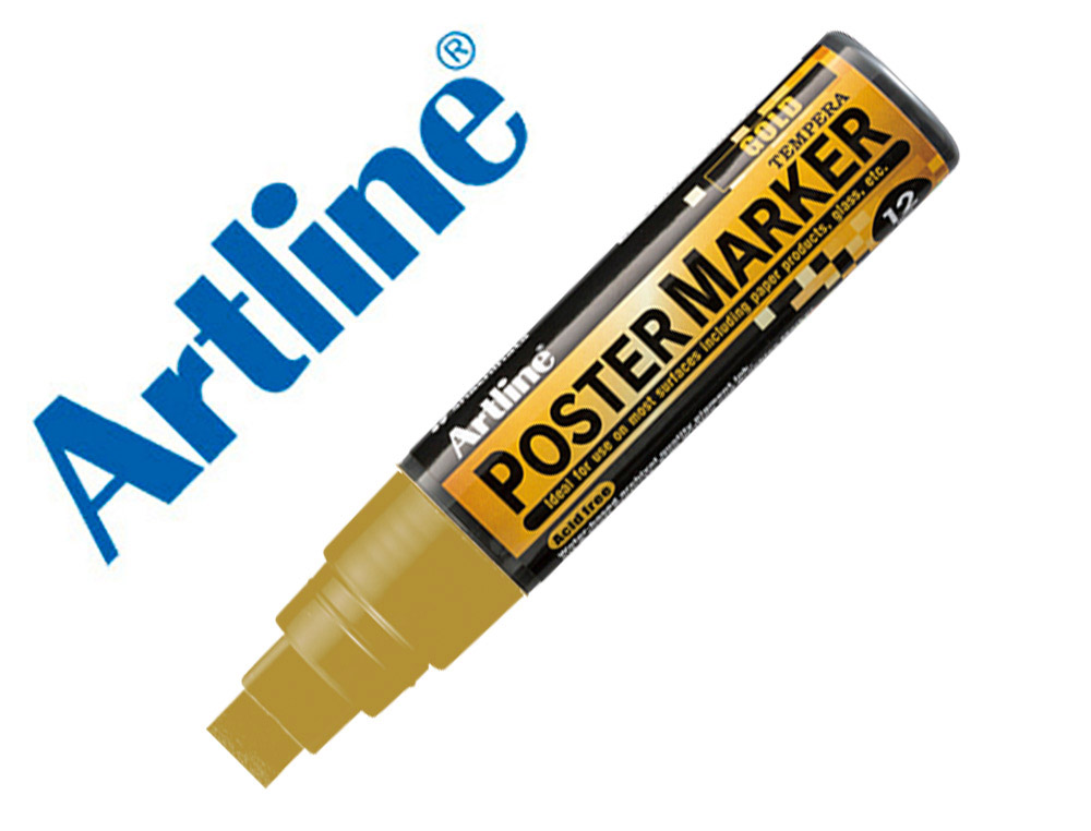 Rotulador artline poster marker epp-12 punta rectangular 12 mm color oro
