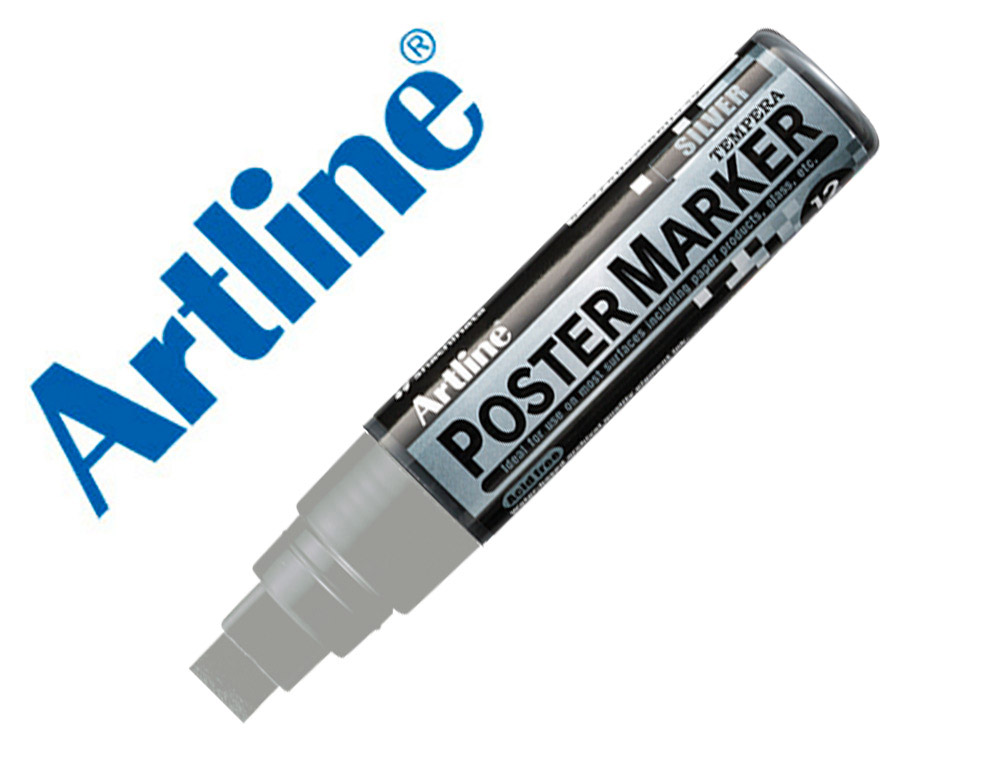 Rotulador artline poster marker epp-12 punta rectangular 12 mm color plata