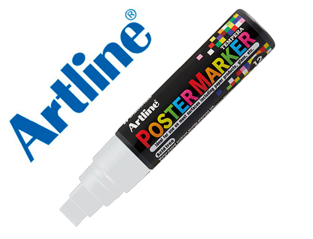 Rotulador artline poster marker epp-12 punta rectangular 12 mm color blanco