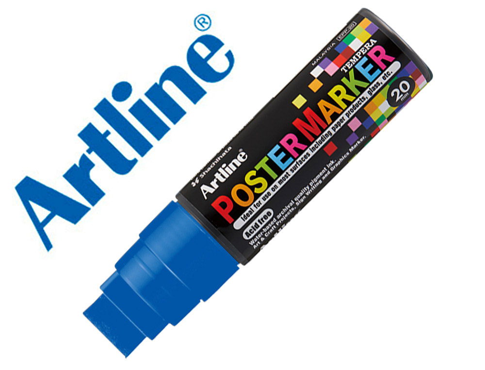 Rotulador artline poster marker epp-20 punta rectangular 20 mm color azul