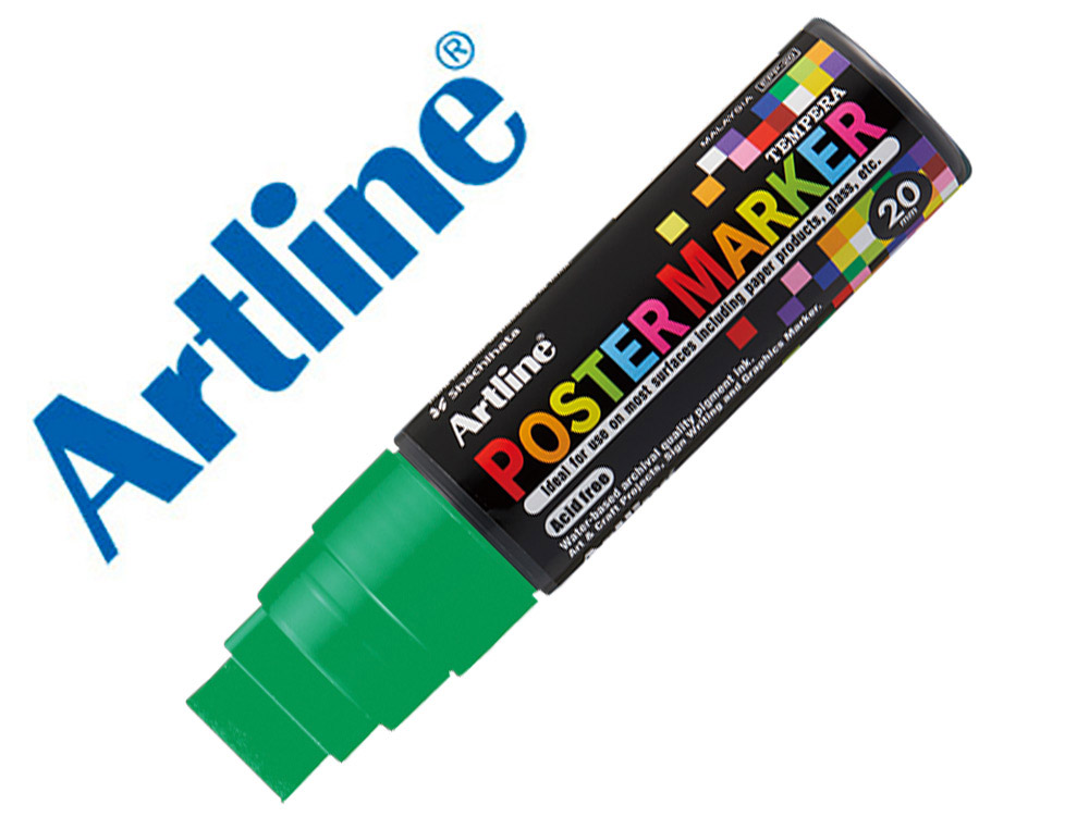 Rotulador artline poster marker epp-20 punta rectangular 20 mm color verde fluor