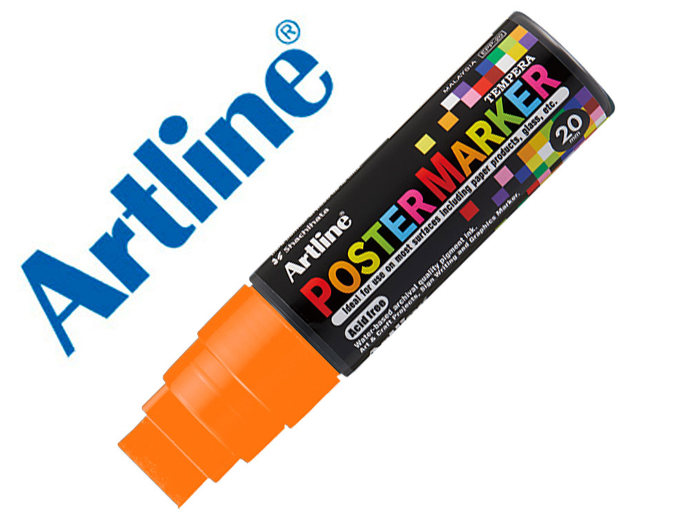 Rotulador artline poster marker epp-20 punta rectangular 20 mm color naranja fluor