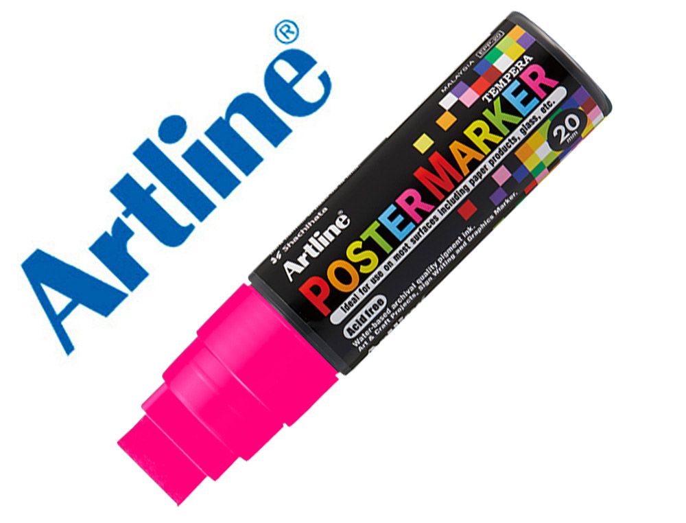 Rotulador artline poster marker epp-20 punta rectangular 20 mm color rosa fluor