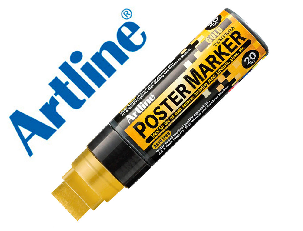 Rotulador artline poster marker epp-20 punta rectangular 20 mm color oro
