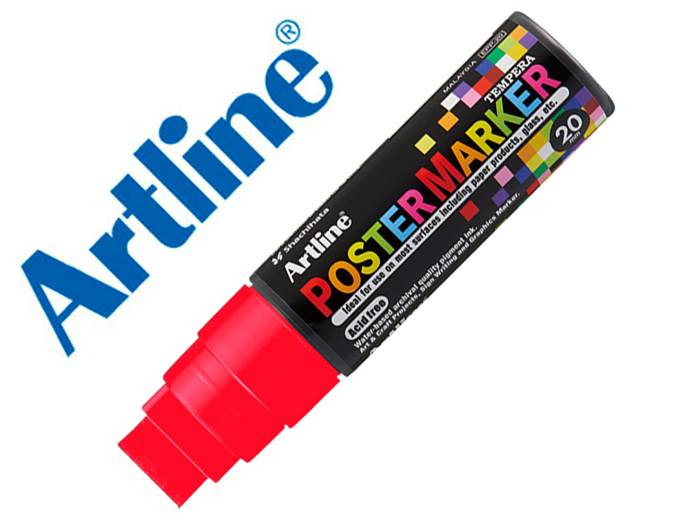 Rotulador artline poster marker epp-20 punta rectangular 20 mm color rojo