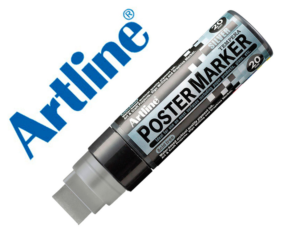 Rotulador artline poster marker epp-20 punta rectangular 20 mm color plata