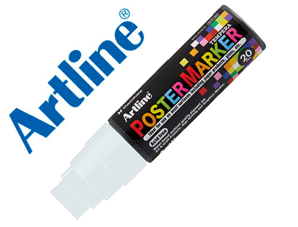 Rotulador artline poster marker epp-20 punta rectangular 20 mm color blanco