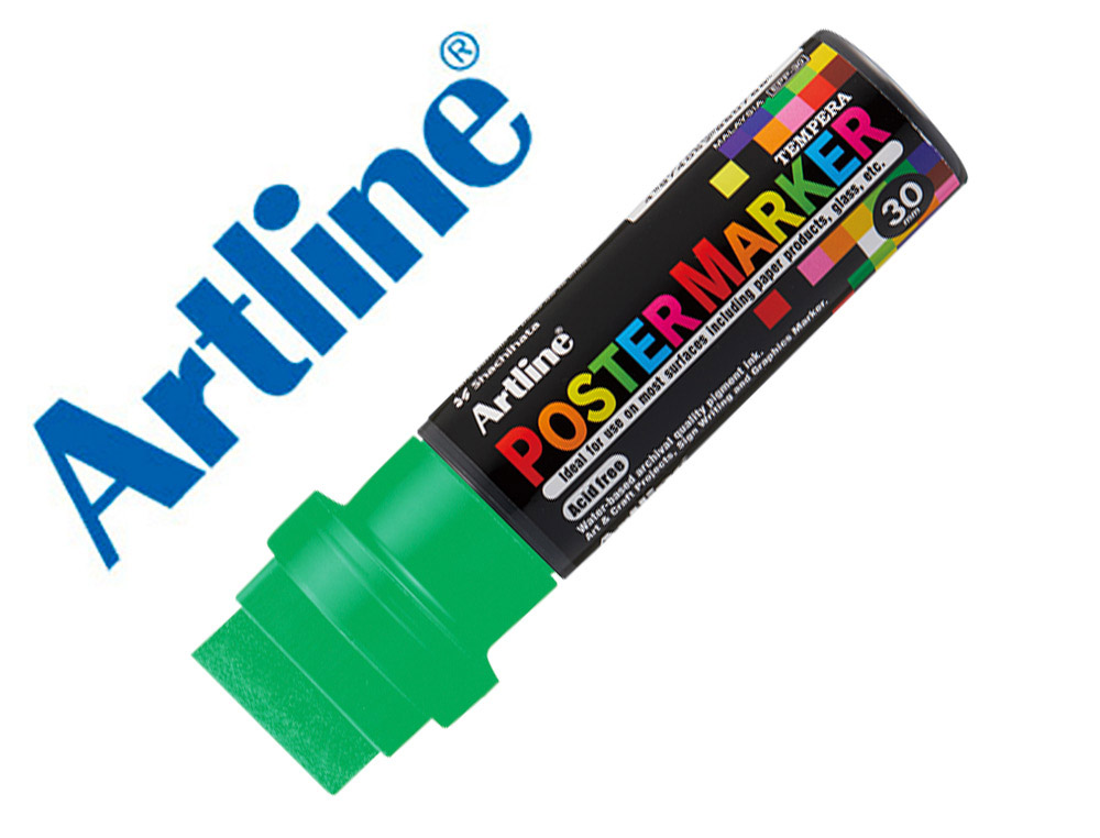 Rotulador artline poster marker epp-30 punta rectangular 30 mm color verde fluor