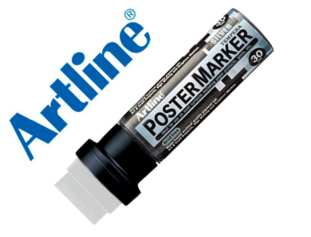 Rotulador artline poster marker epp-30 punta rectangular 30 mm color plata