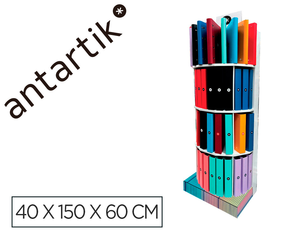 Carpeta antartik expositor de suelo carton con 80 unidades surtidas 40x150x60 cm