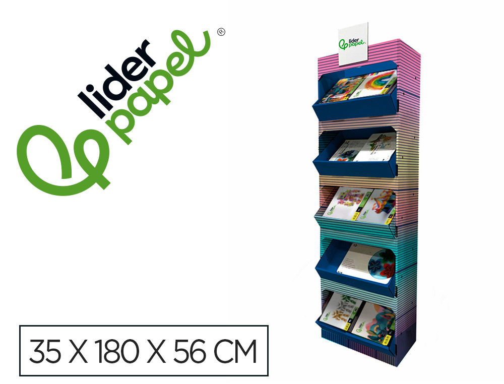 Bloc trabajos manuales liderpapel expositor de suelo carton con 160 unidades surtidas 35x180x56 cm