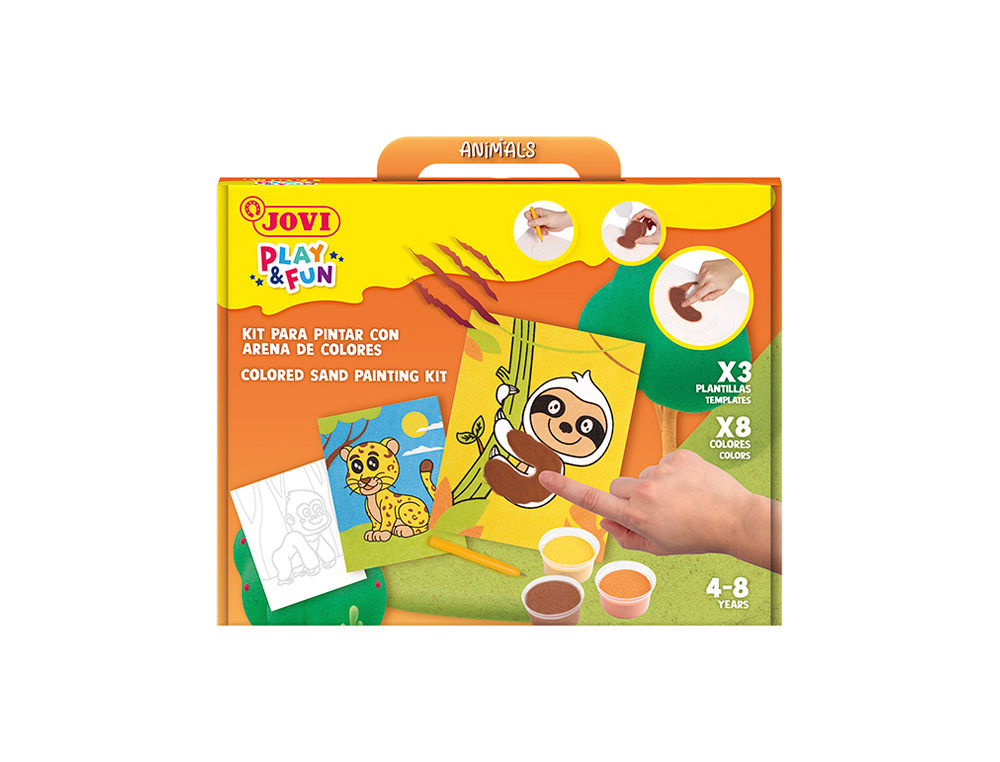 Juego jovi play&fun pinta con arena de colores animales terrestres