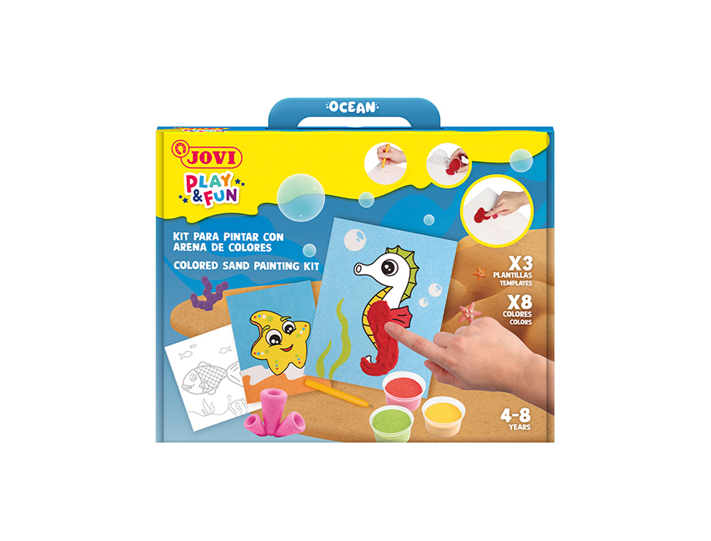 Juego jovi play&fun pinta con arena de colores animales marinos