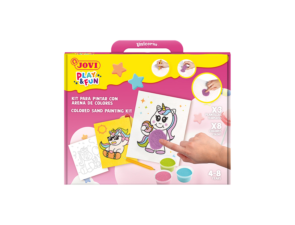 Juego jovi play&fun pinta con arena de colores unicornios