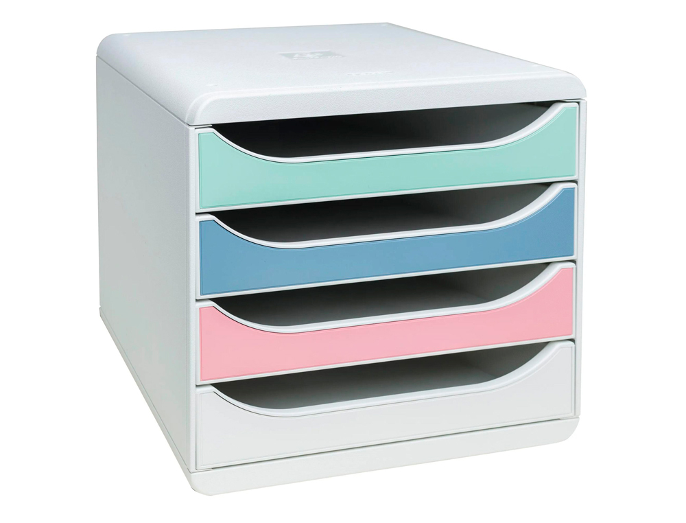 Fichero cajones de sobremesa exacompta autentik din a4+ plastico reciclado 4 cajones colores surtidos