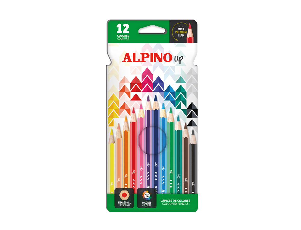 Lapices de colores alpino up mina premium caja de 12 unidades colores surtidos