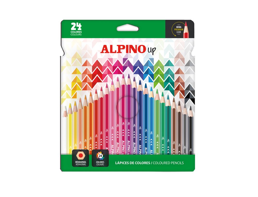 Lapices de colores alpino up mina premium caja de 24 unidades colores surtidos