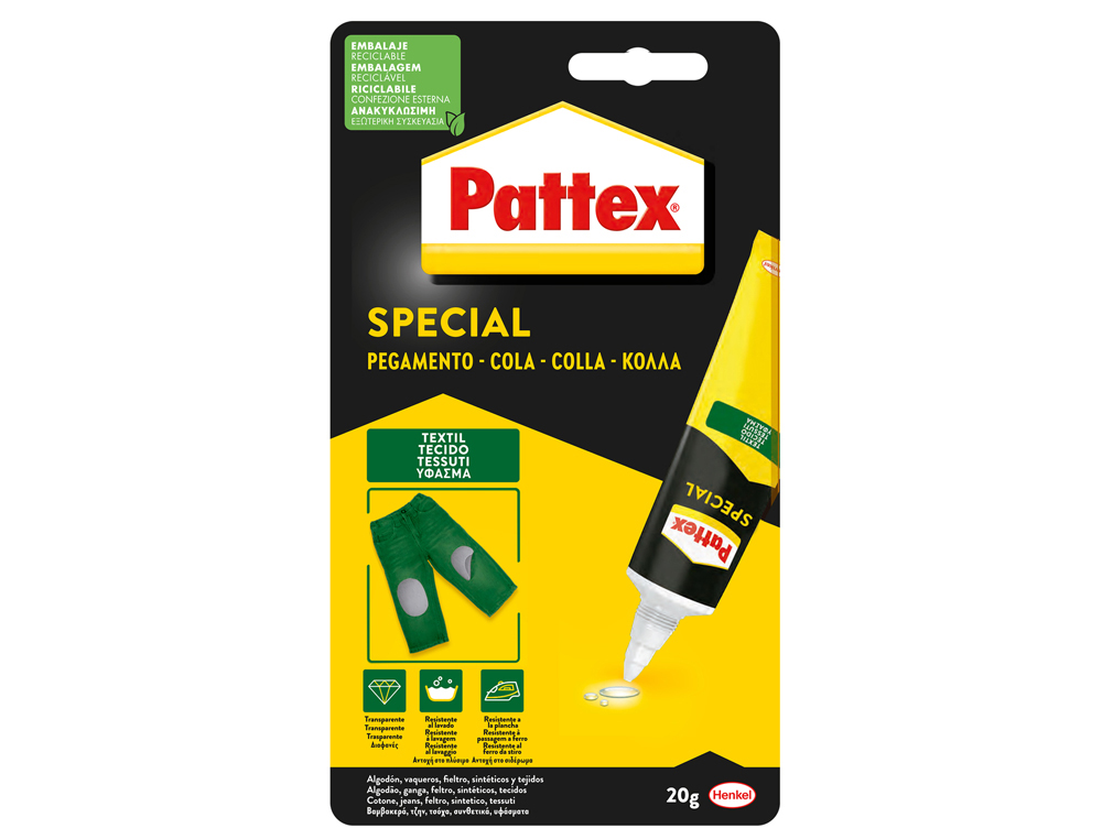 Pegamento pattex especial textil bote de 20 gr