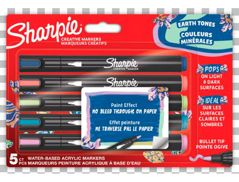 Rotulador sharpie acrilico earth tones blister de 5 unidades colores surtidos