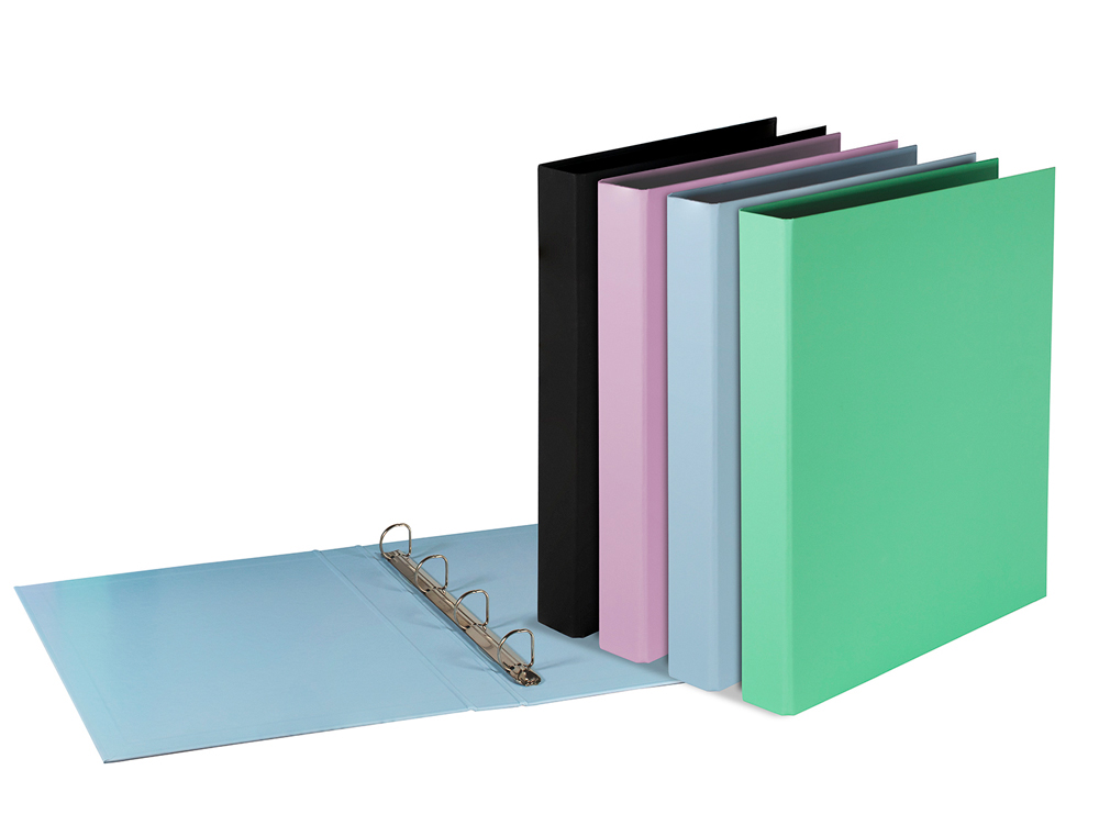 Carpeta con recambio pardo din a4 carton forrado 4 anillas 25 mm pastel minimal expositor de 12 unidades