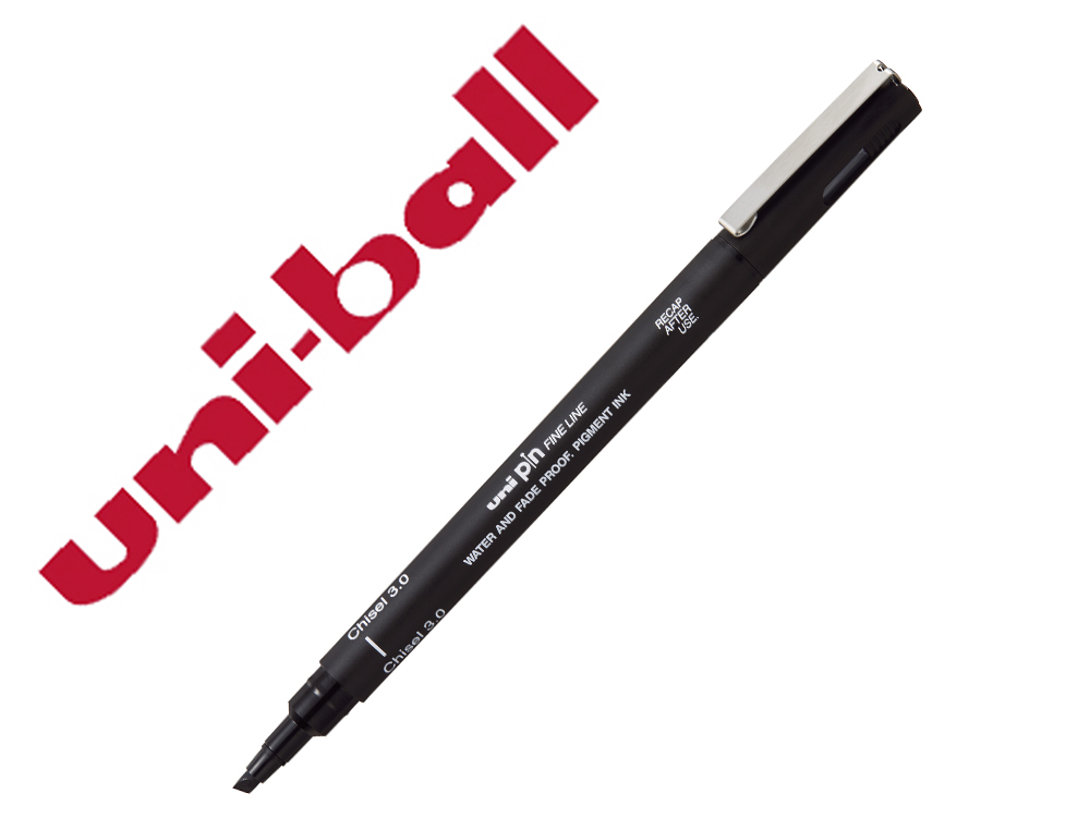 Rotulador uniball pin calibrado punta biselada 3 mm color negro
