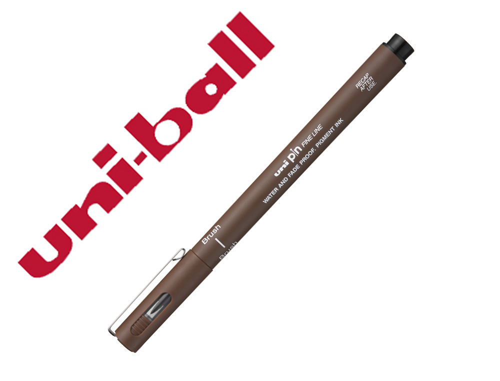 Rotulador uniball pin br-200 punta de pincel fino sepia