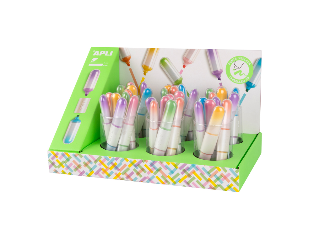 Rotulador apli fluorescente mini doble punta colores surtidos