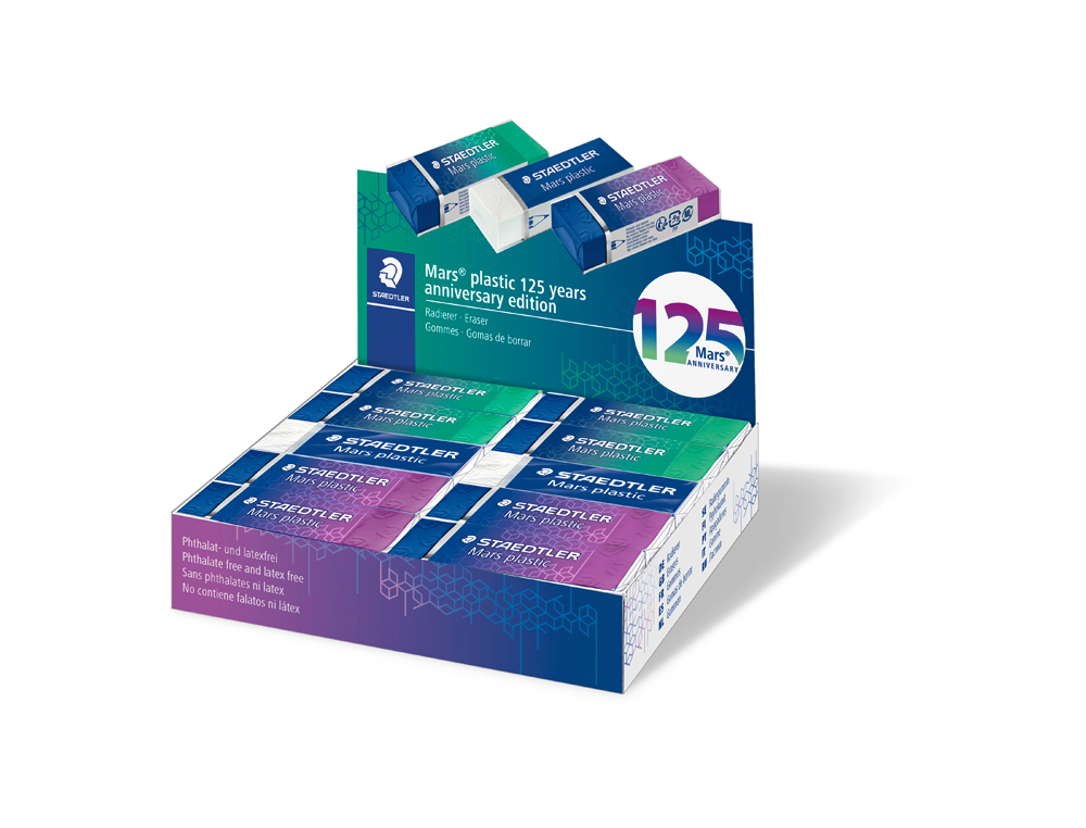 Goma de borrar staedtler mars plastic 125 aniversario 526/50 caja de 20 unidades