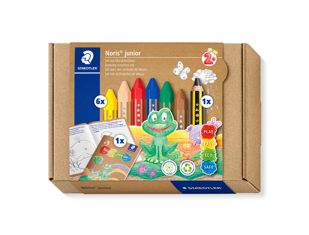 Set de dibujo staedtler noris junior mixto lapices de cera actividades infantiles 8 piezas